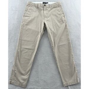Club Monaco Pants Mens 31x30 Khaki Stretch-Cotton Twill Chinos Tan Flat Front
